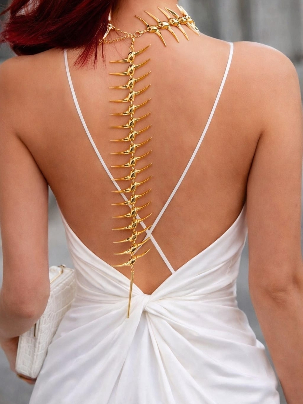 Gold Spine-Back Statement Necklace - Picture 4 of 4